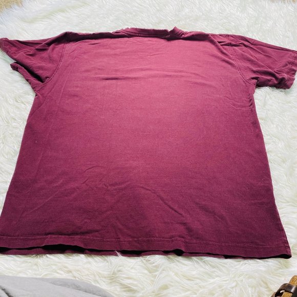 Carhartt Mens Distressed Worn TShirt Cotton Burgundy Pocket Short Sleeve Large - Picture 2 of 10